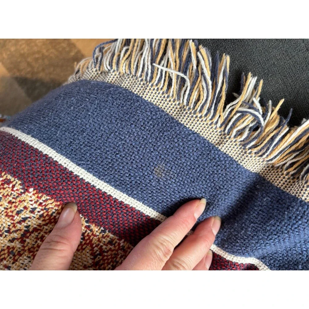 Bob Timberlake Paul Brent Woven Throw Blanket Coastal Farmhouse VTG USA cotton